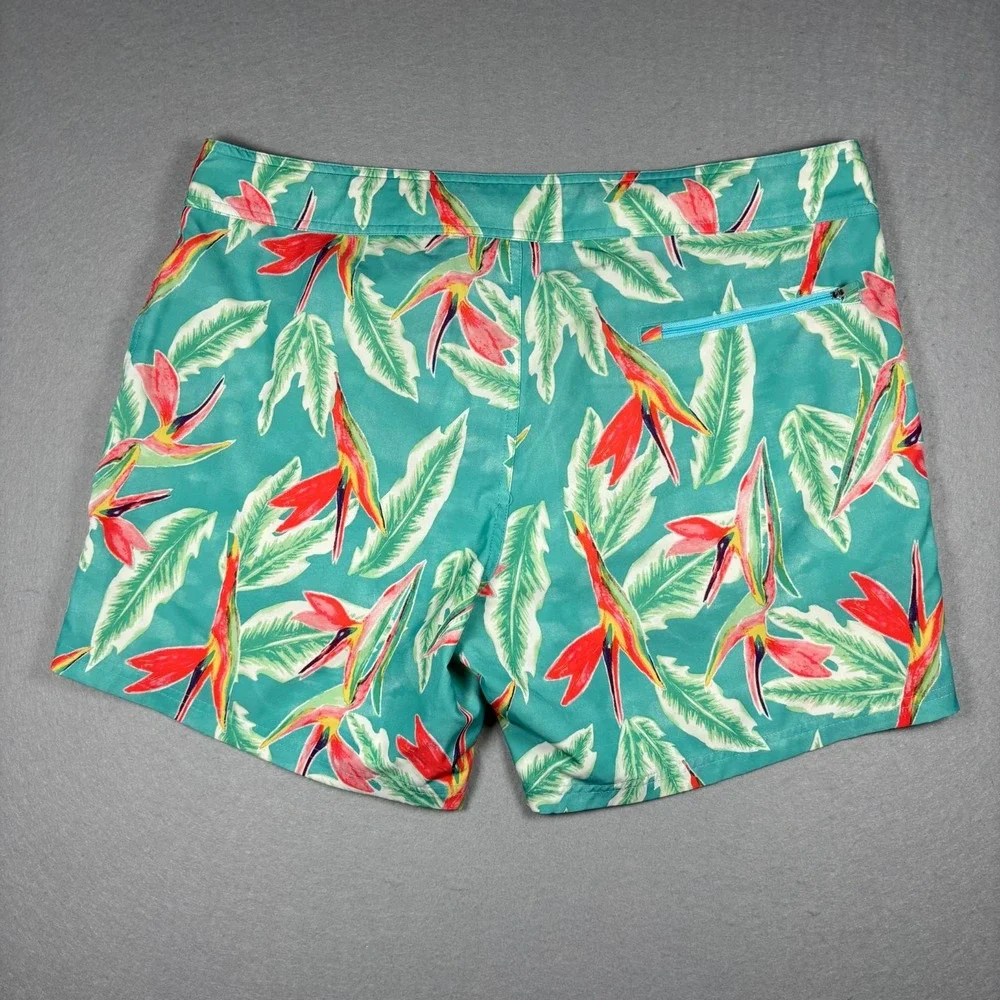 Chubbies The Wild Tropics Swim Trunks Mens XL Green Bird Of Paradise 38x5.5
